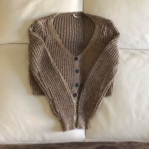 Free people gold knitted sweater/cardigan
